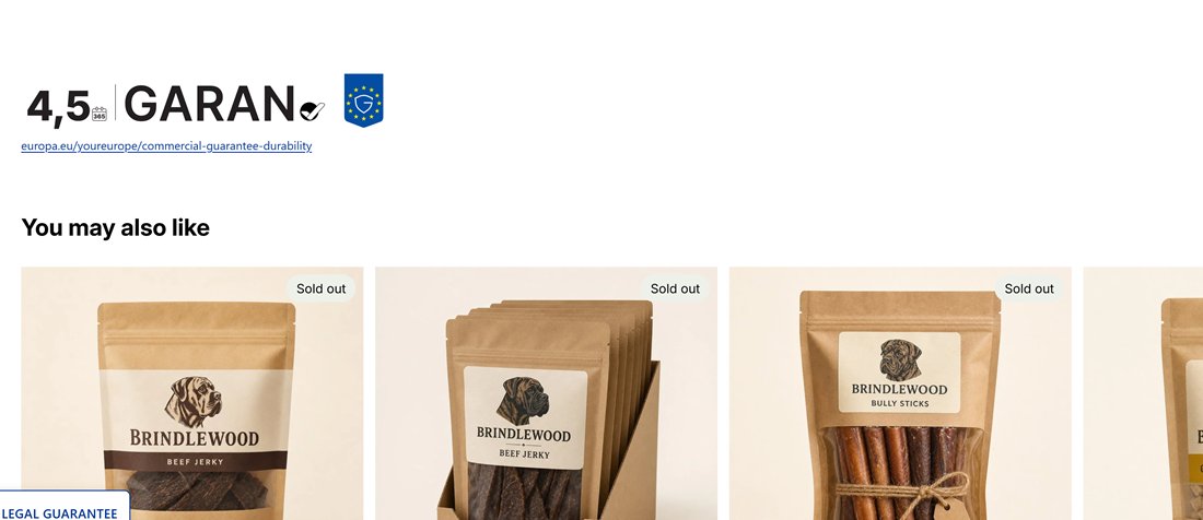 A product page with the GARAN label and the Legal guarantee button
